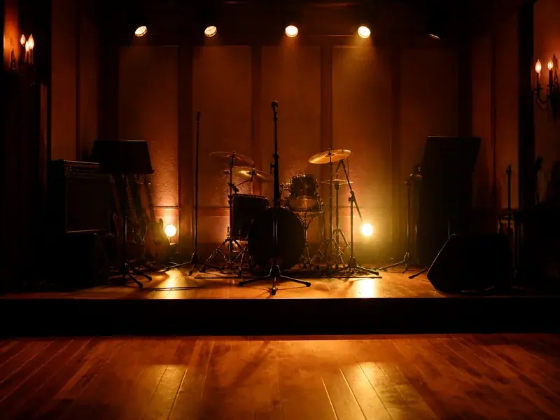 a stage set for live music